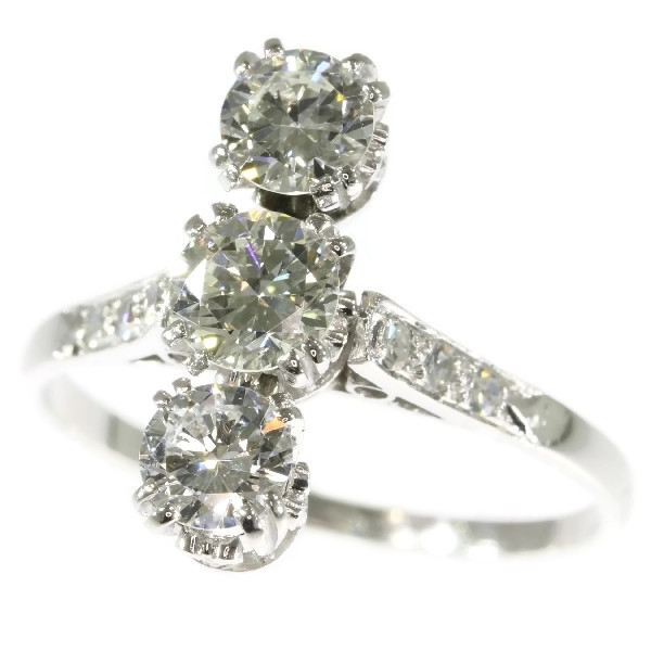 Vintage Fifties platinum three-stone diamond engagement ring